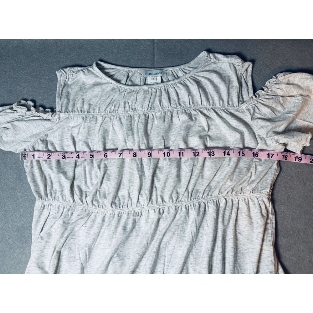 Sundance Cold Shoulder Cut Out Boho Tunic Top Heathered Gray Peplum Size Small - Picture 5 of 7